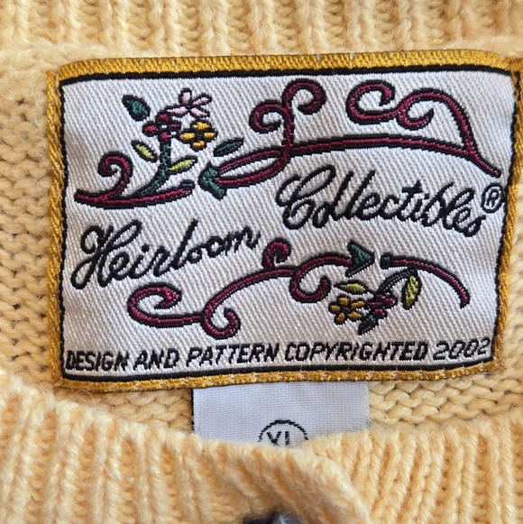 VTG Heirloom Collectibles Patriotic Americana Cardigan XL Yellow Embroidered - Picture 9 of 10